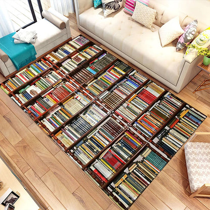 Books Shelf, Library Room Rug for Bookaholics