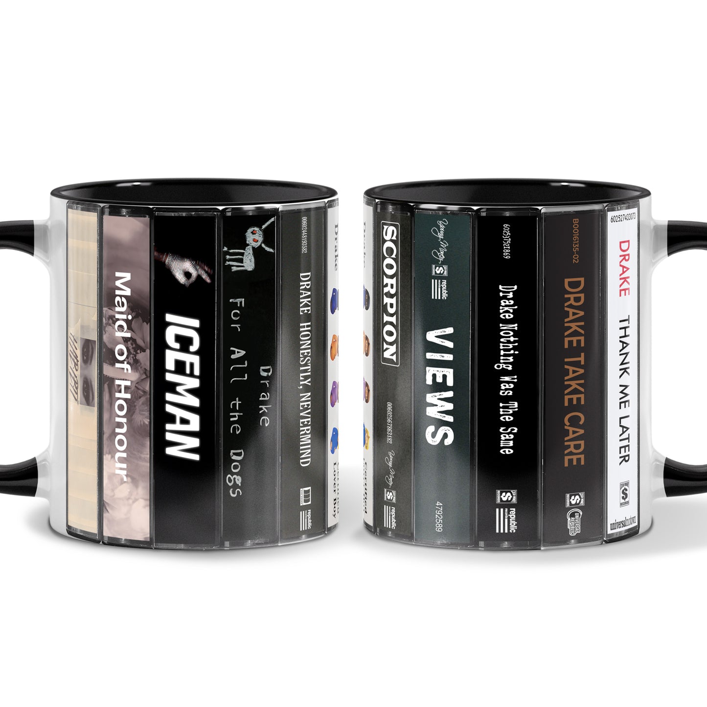 Drake Albums Cassette Collection Retro Accent Edge-to-Edge Printed Mug