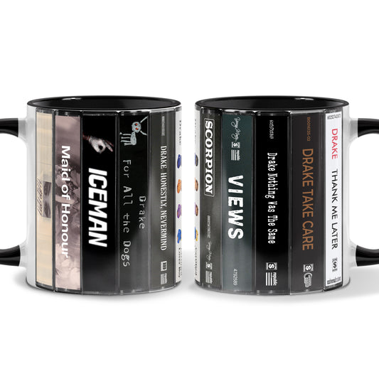 Drake Albums Cassette Collection Retro Accent Edge-to-Edge Printed Mug