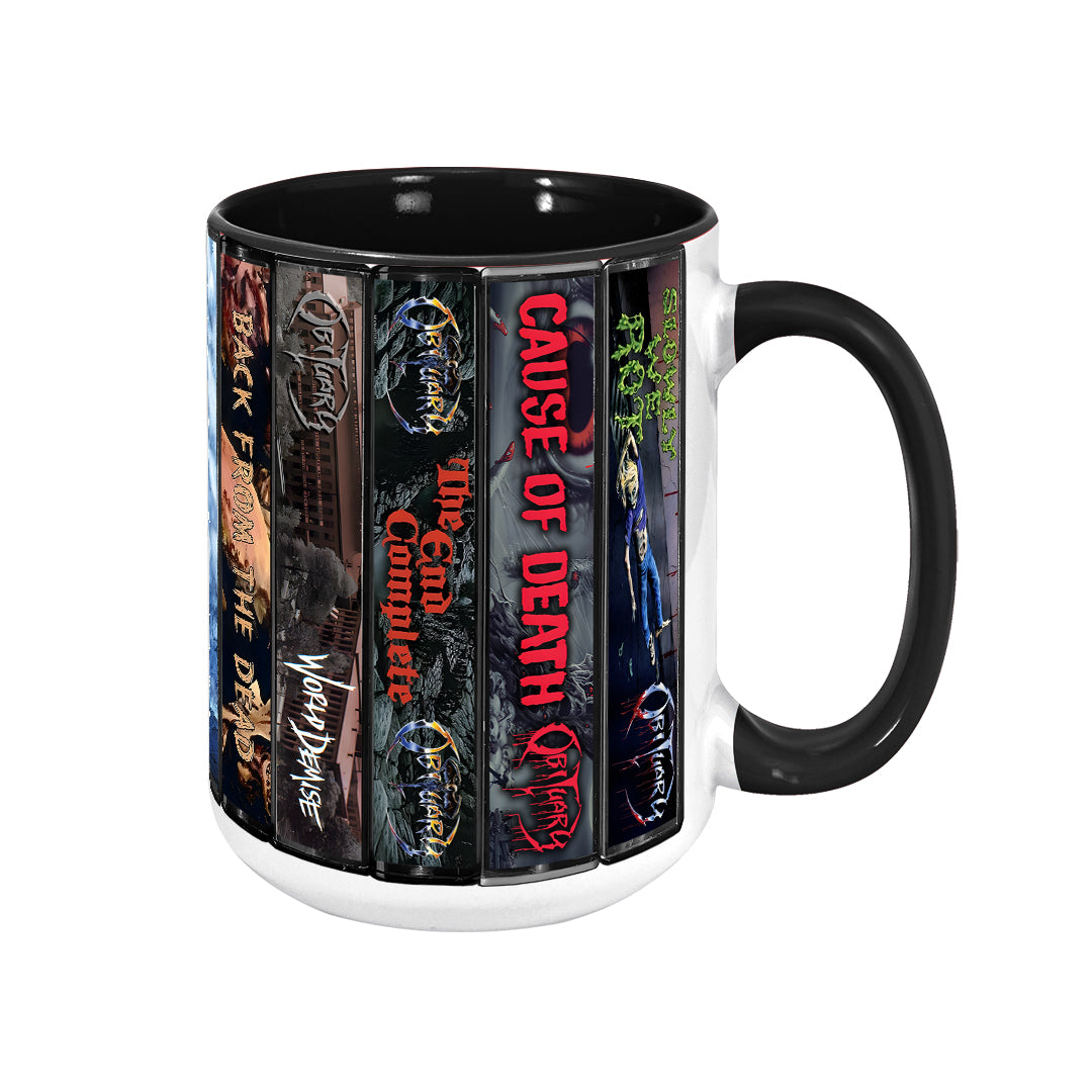 Obituary Albums Cassette Collection Retro Accent Mug