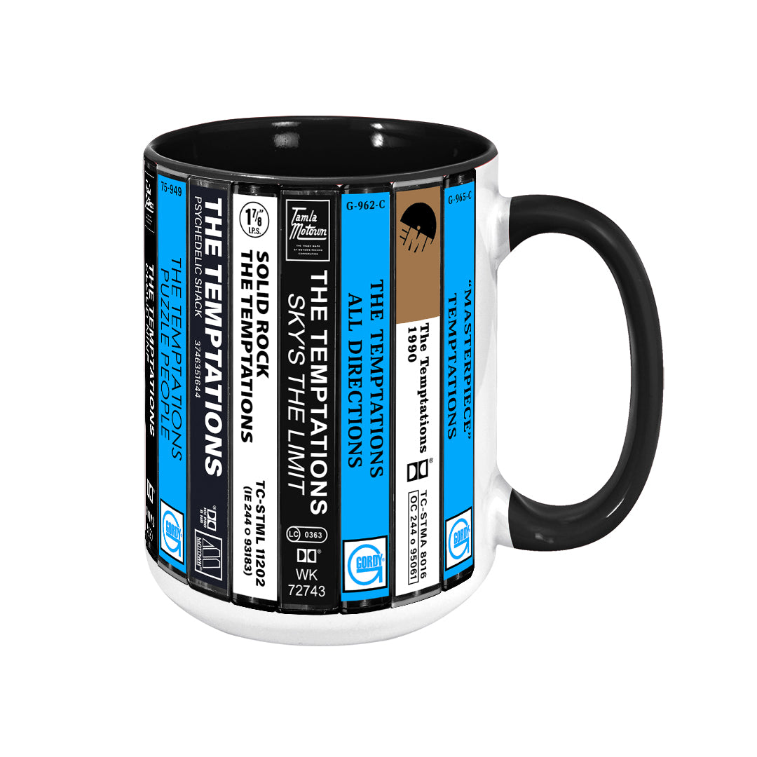 The Temptations Albums Cassette Collection Retro Accent Edge-to-Edge Printed Mug