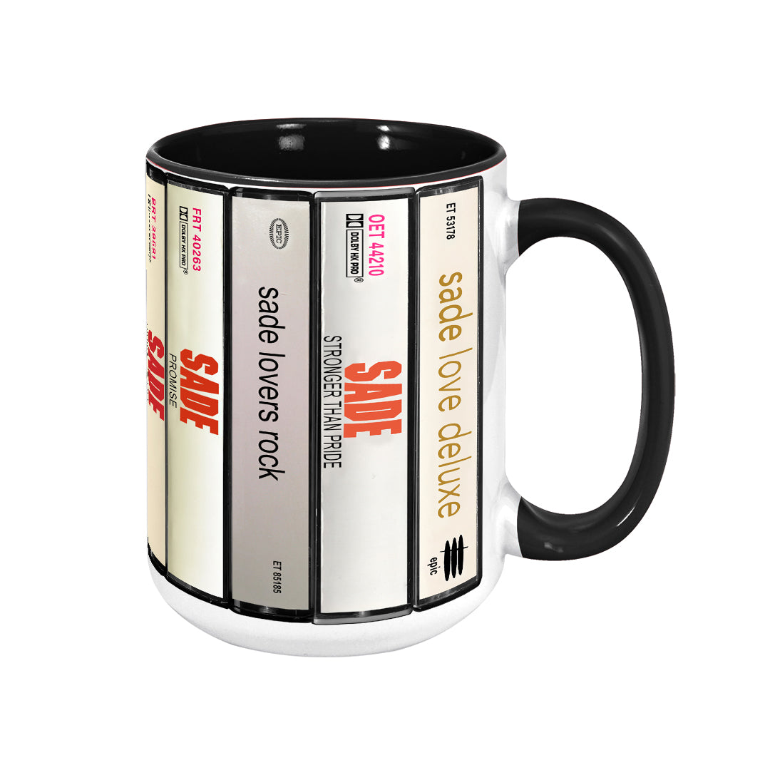 Sade Albums Cassette Collection Retro Accent Edge-to-Edge Printed Mug