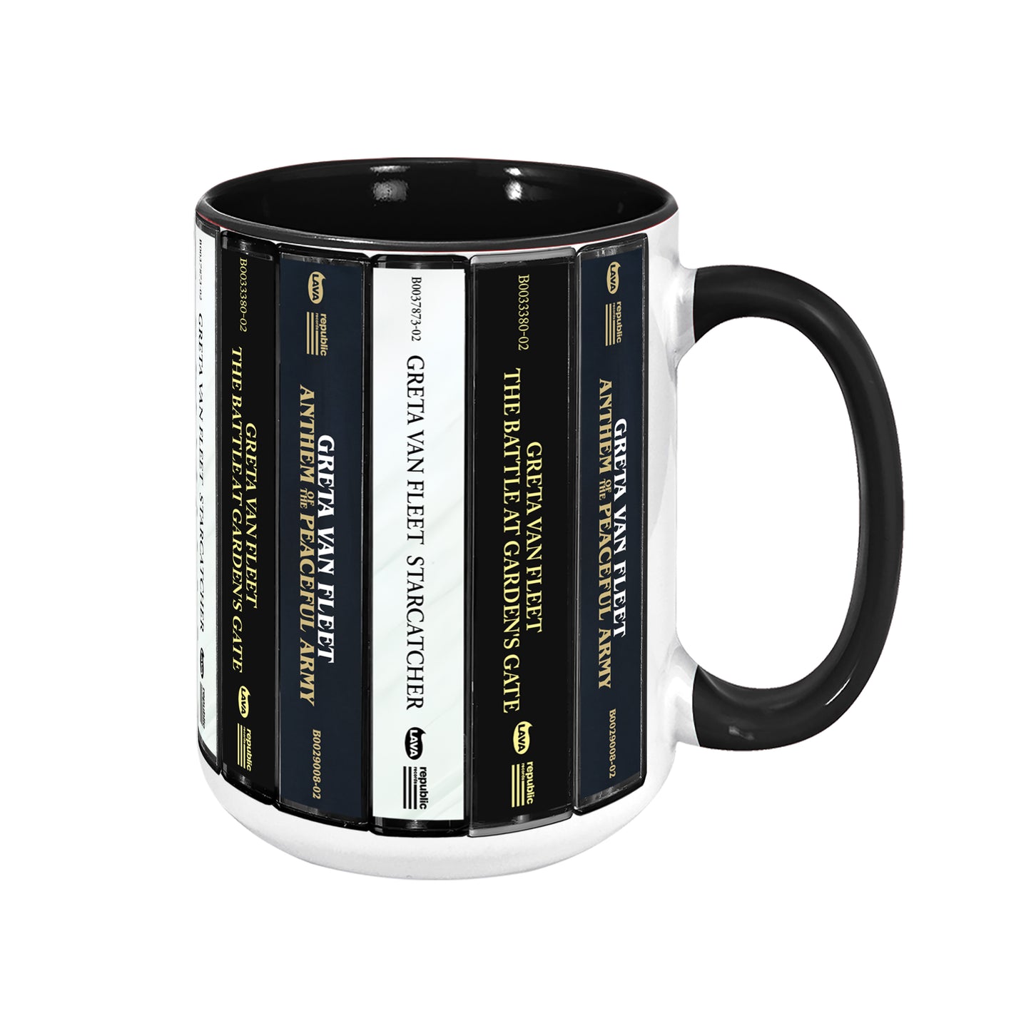 Greta Van Fleet Albums Cassette Collection Retro Accent Edge-to-Edge Printed Mug