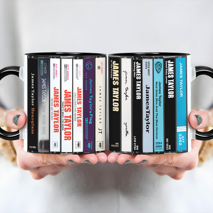 James Taylor Albums Cassette Collection Retro Accent Edge-to-Edge Printed Mug