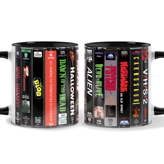 VHS Tape Halloween Movies Nostalgic Accent Mug - Horror Version 3