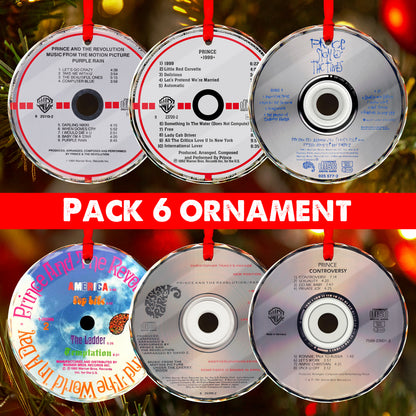 Prince Albums CD Glass Ornaments Set