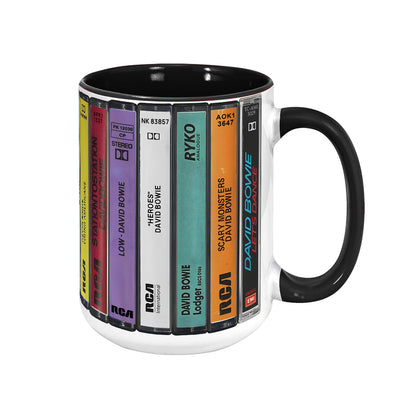 David Bowie Albums Cassette Collection Retro Accent Mug