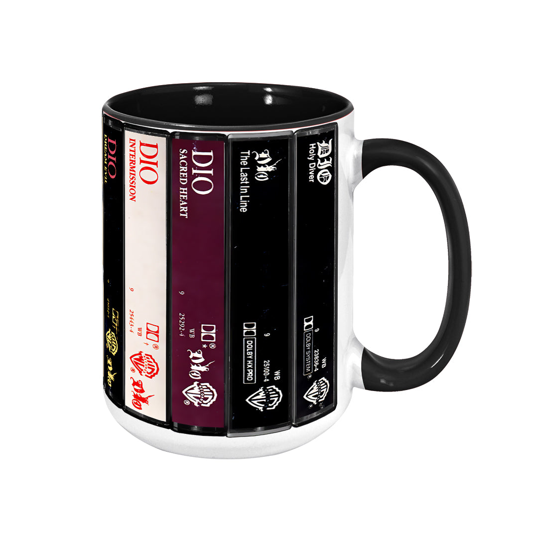 Dio Albums Cassette Collection Retro Accent Edge-to-Edge Printed Mug