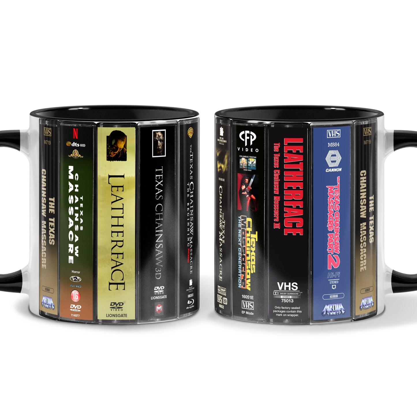 The Texas Chainsaw Massacre VHS Movies Collection Retro Accent Mug