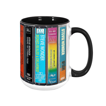 Stevie Wonder Albums Cassette Retro Collection Accent Mug