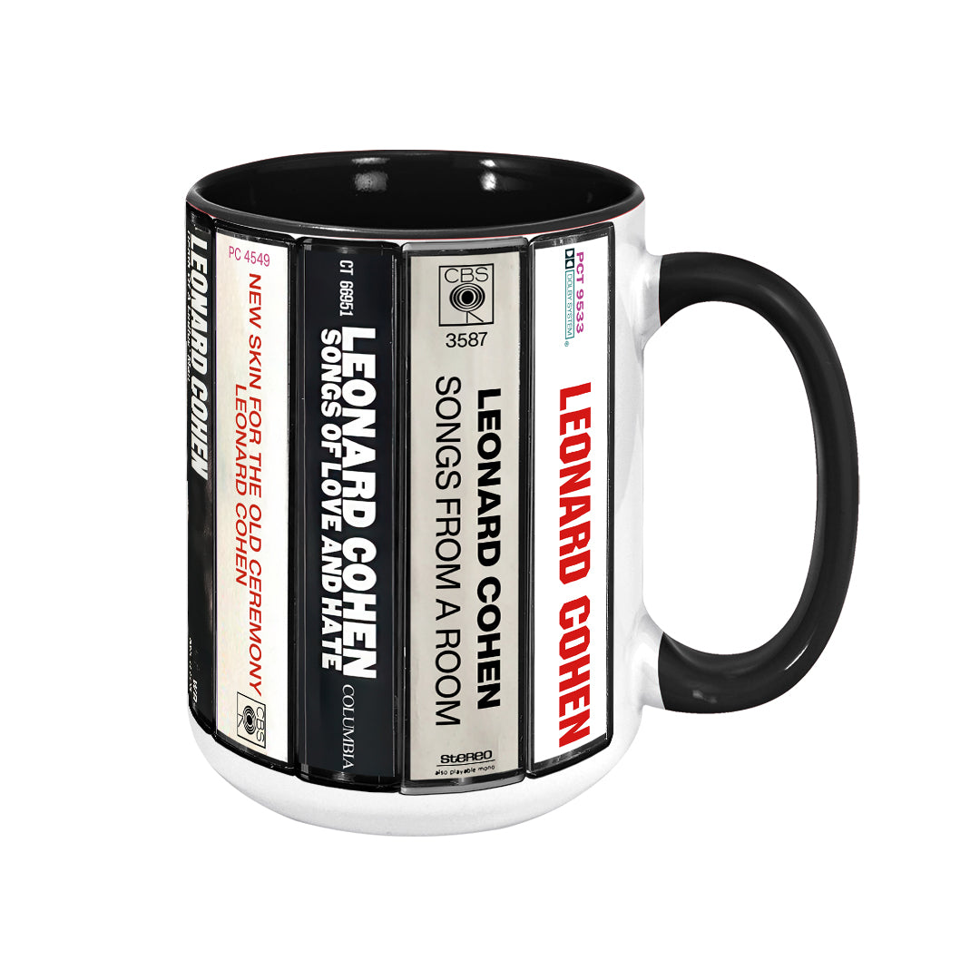 Leonard Cohen Albums Cassette Collection Retro Accent Mug