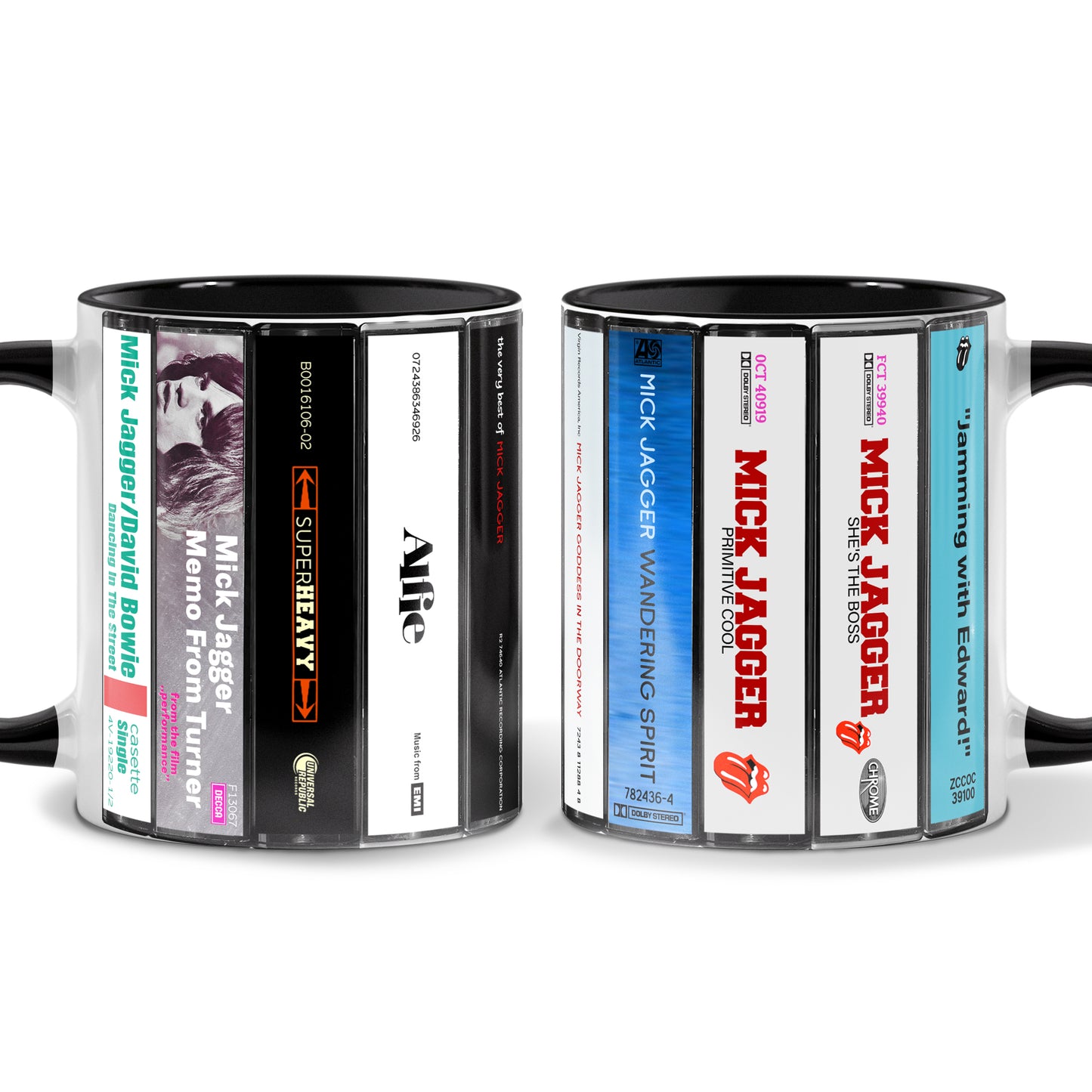 Mick Jagger Albums Cassette Collection Retro Accent Mug