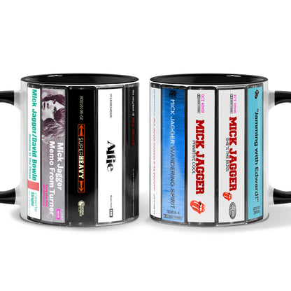Mick Jagger Albums Cassette Collection Retro Accent Mug