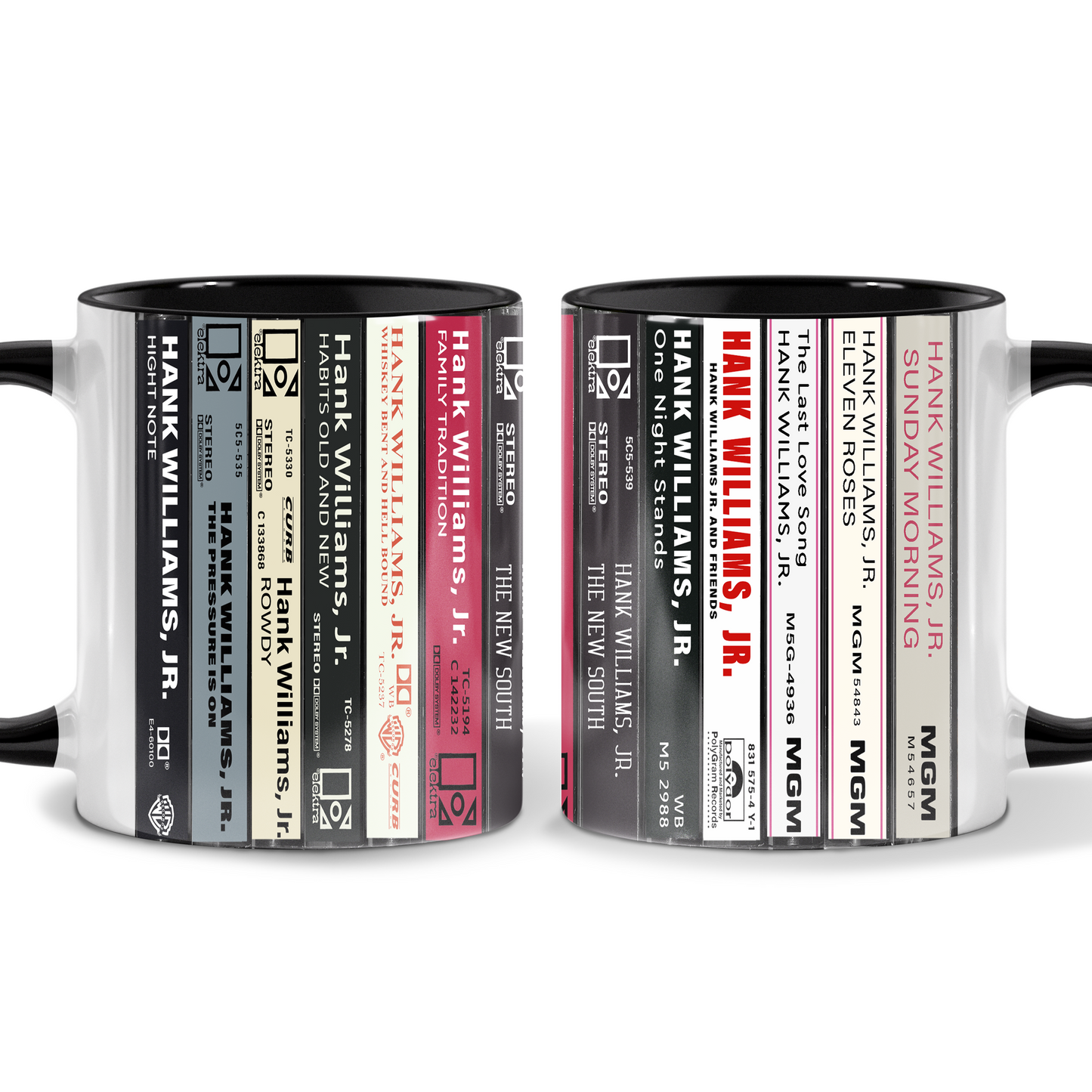Hank Williams Jr. Albums Cassette Collection Retro Accent Mug