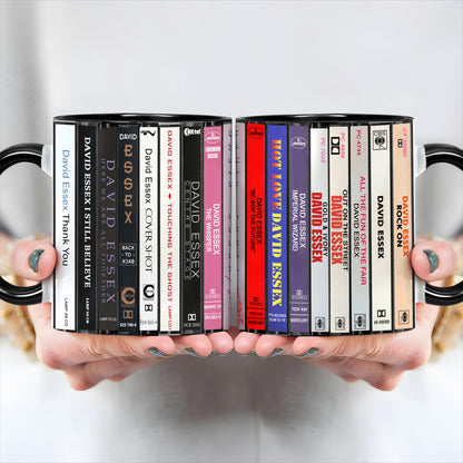 David Essex Albums Cassette Collection Retro Accent Edge-to-Edge Printed Mug