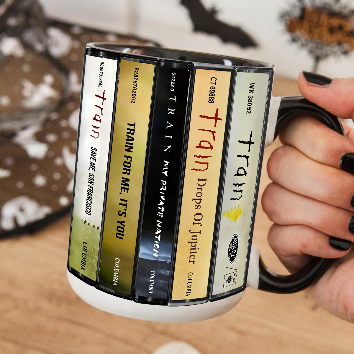 Train Albums Cassette Collection Retro Accent Mug