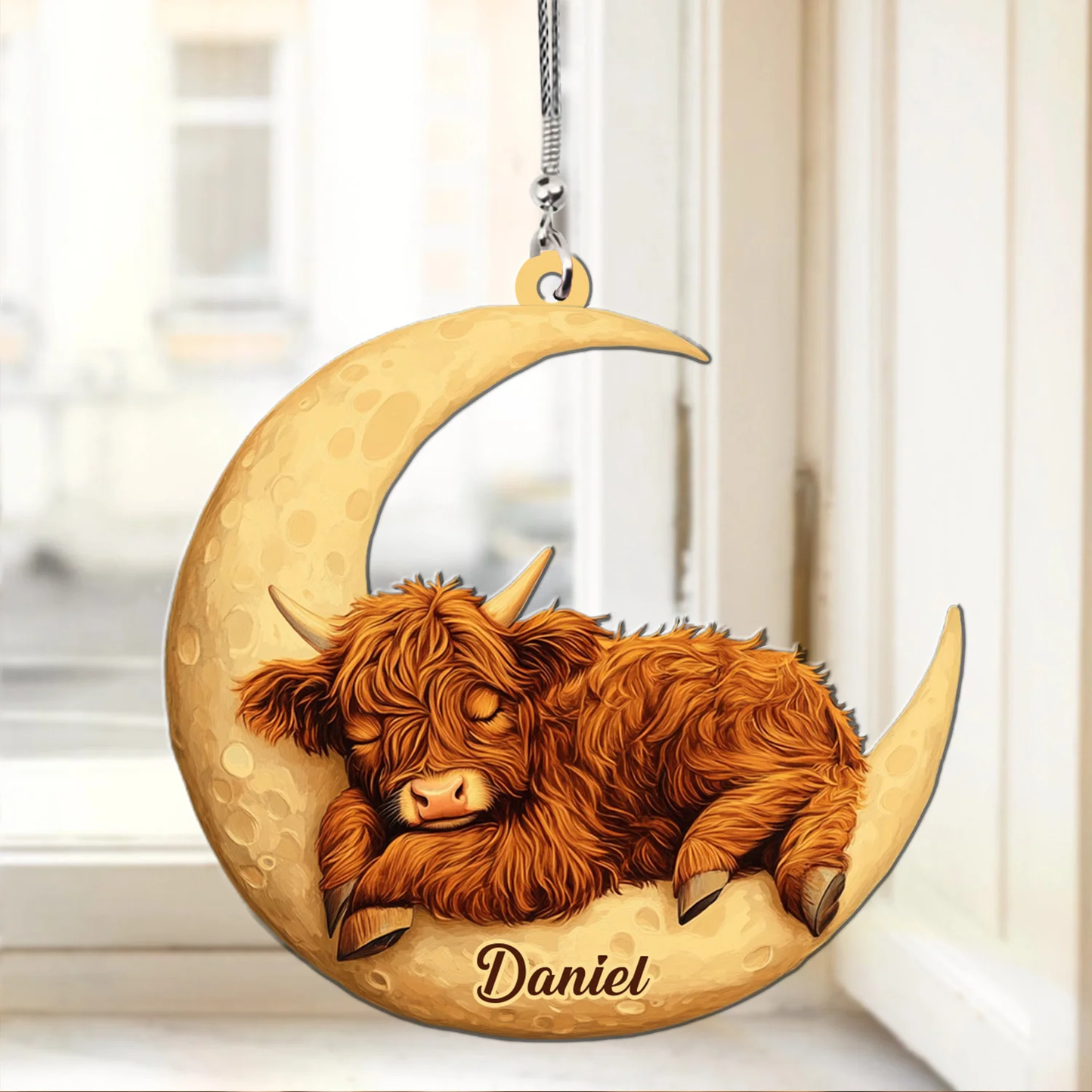 Cow Cute Sleep Moon Acrylic Ornament