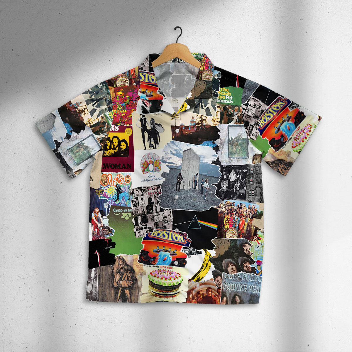 Classic Rock Albums Covers Collage Unisex Hawaiian Shirt