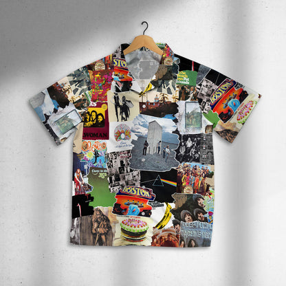 Classic Rock Albums Covers Collage Unisex Hawaiian Shirt