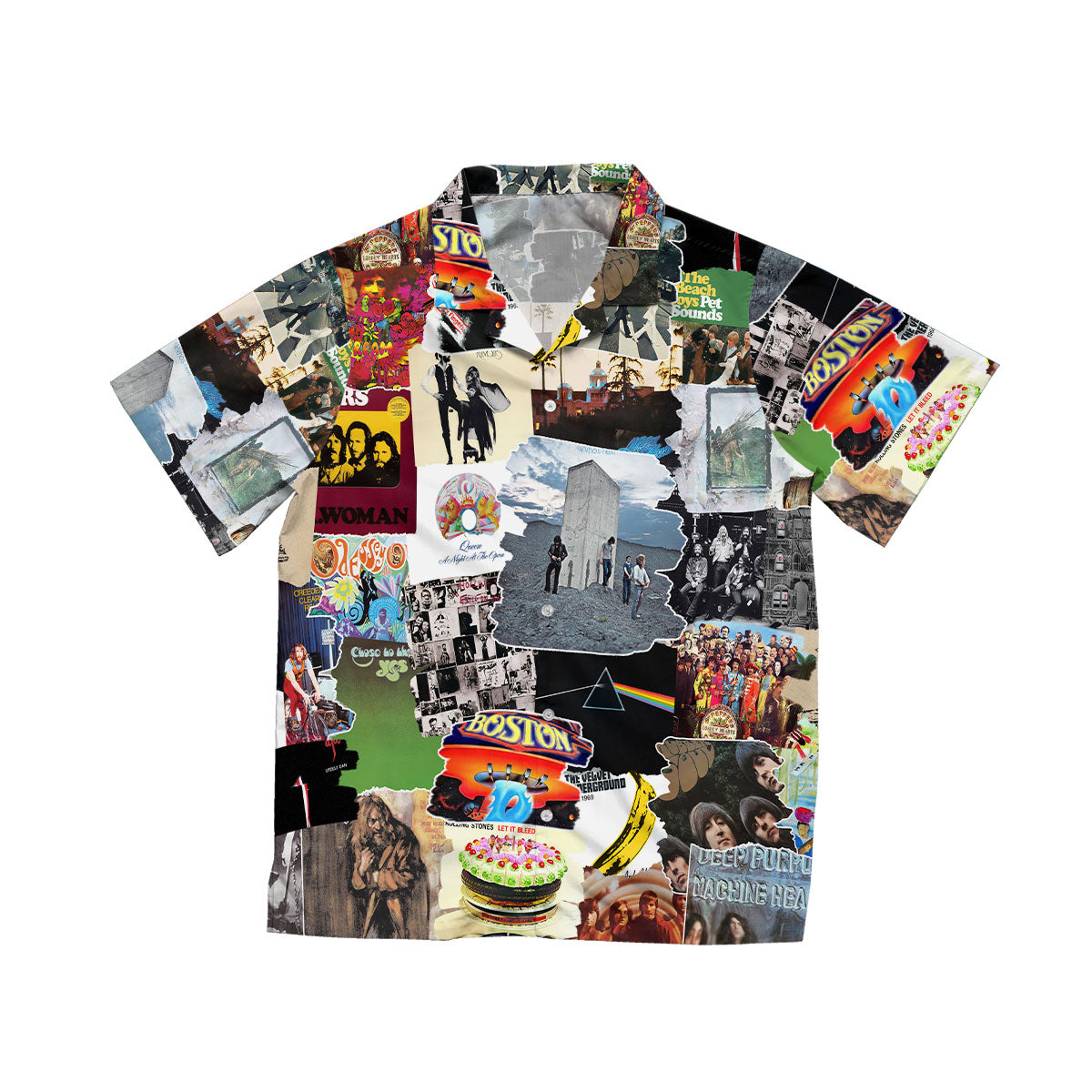 Classic Rock Albums Covers Collage Unisex Hawaiian Shirt