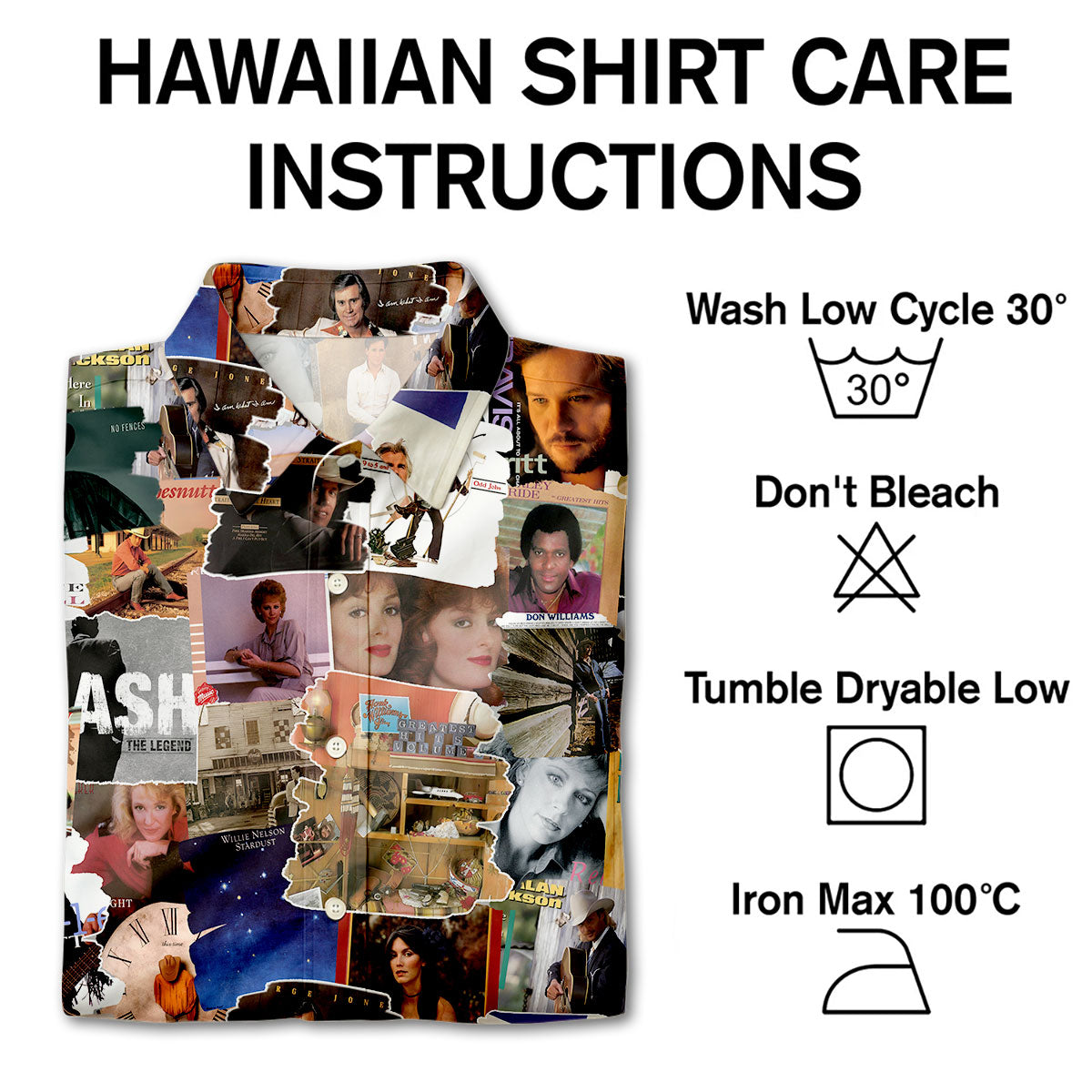 80s & 90s Country Albums Covers Collage Unisex Hawaiian Shirt