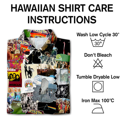 Classic Rock Albums Covers Collage Unisex Hawaiian Shirt