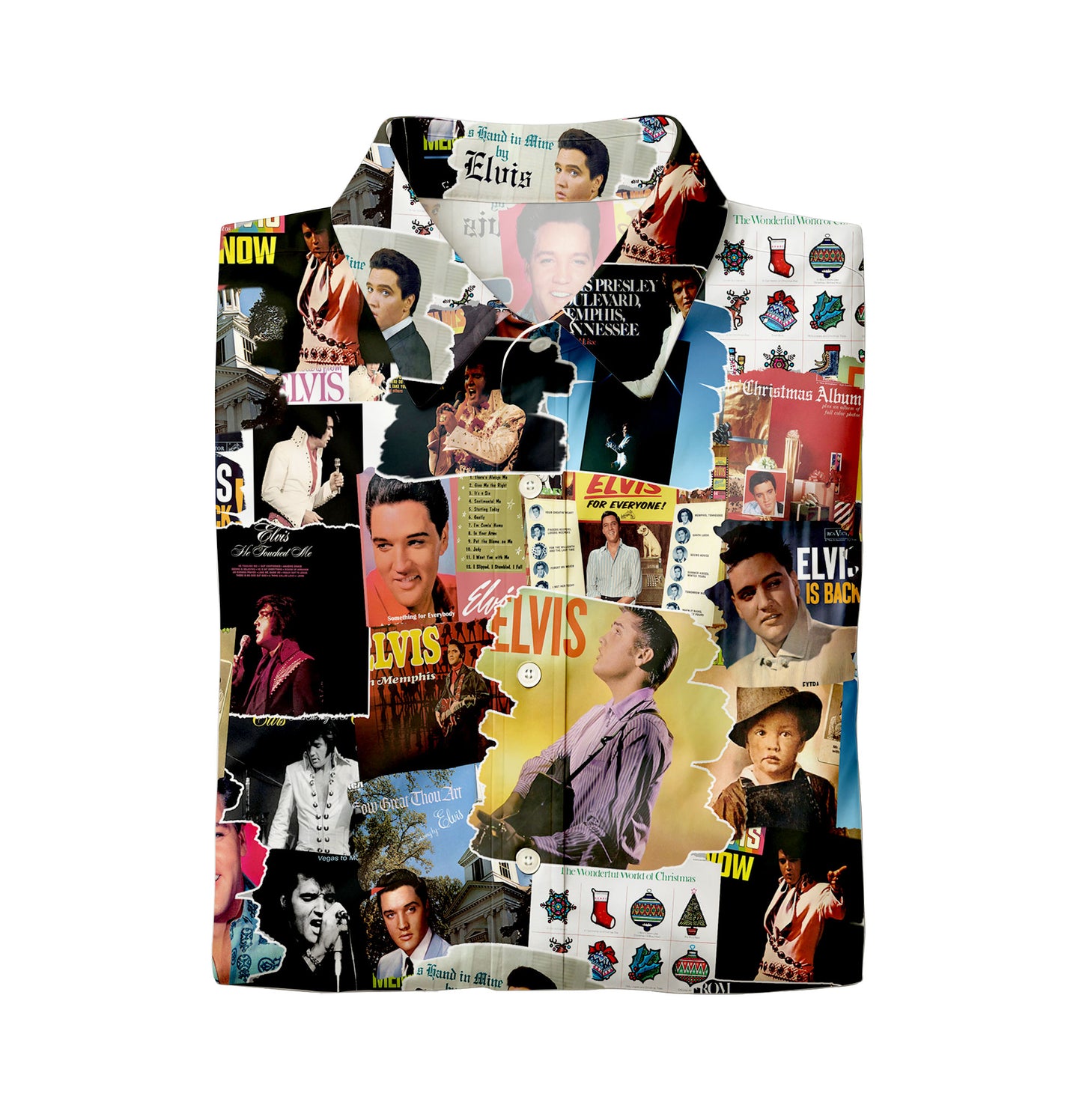 Elvis Presley Albums Covers Collage Unisex Hawaiian Shirt