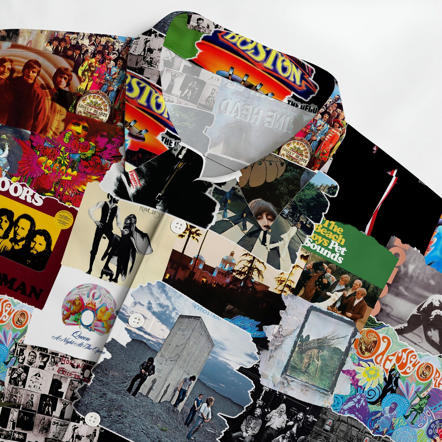 Classic Rock Albums Covers Collage Unisex Hawaiian Shirt