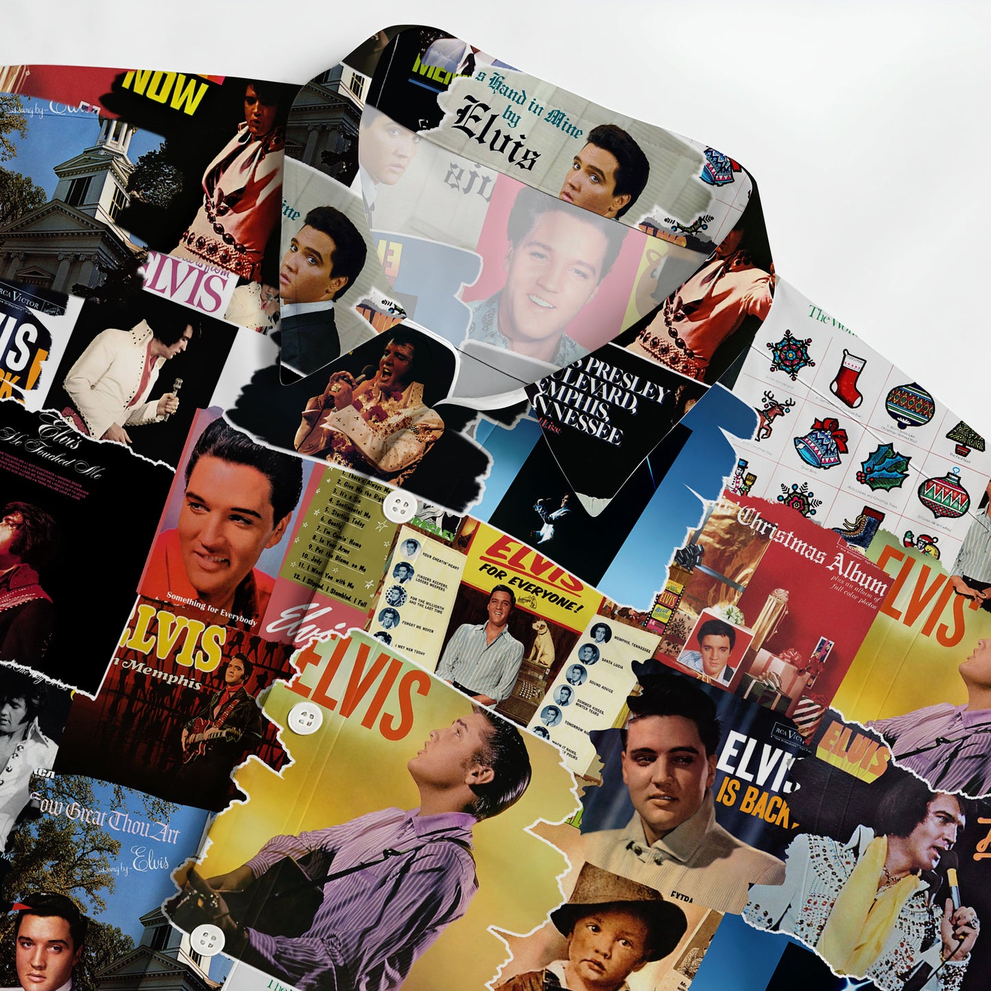 Elvis Presley Albums Covers Collage Unisex Hawaiian Shirt