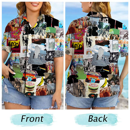 Classic Rock Albums Covers Collage Unisex Hawaiian Shirt