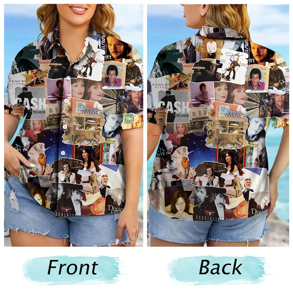 80s & 90s Country Albums Covers Collage Unisex Hawaiian Shirt