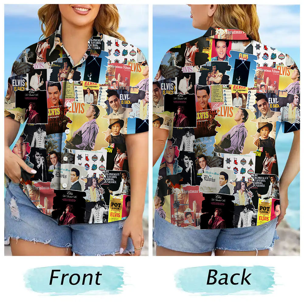 Elvis Presley Albums Covers Collage Unisex Hawaiian Shirt