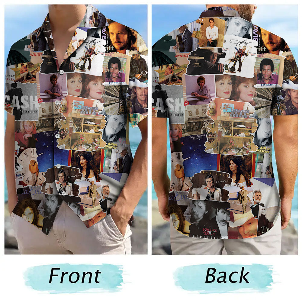 80s & 90s Country Albums Covers Collage Unisex Hawaiian Shirt