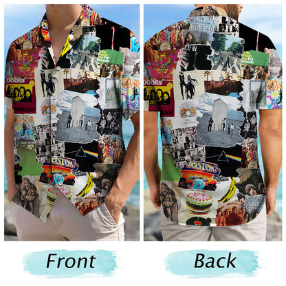 Classic Rock Albums Covers Collage Unisex Hawaiian Shirt