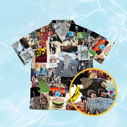 Classic Rock Albums Covers Collage Unisex Hawaiian Shirt