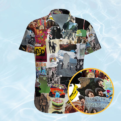 Classic Rock Albums Covers Collage Unisex Hawaiian Shirt