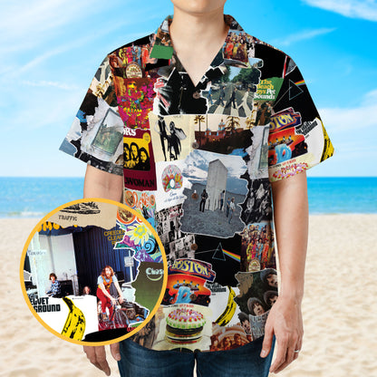 Classic Rock Albums Covers Collage Unisex Hawaiian Shirt