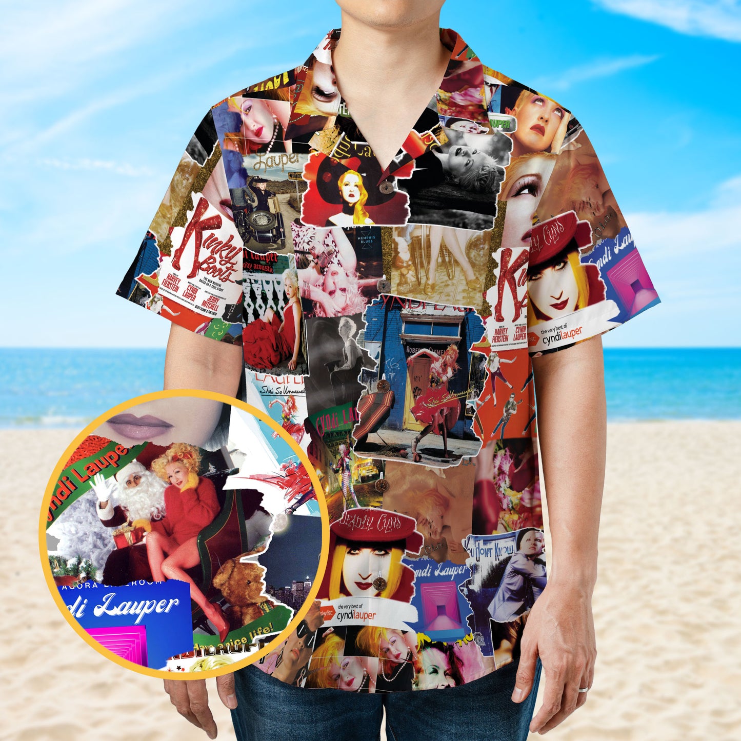 Cyndi Lauper Albums Covers Collage Unisex Hawaiian Shirt