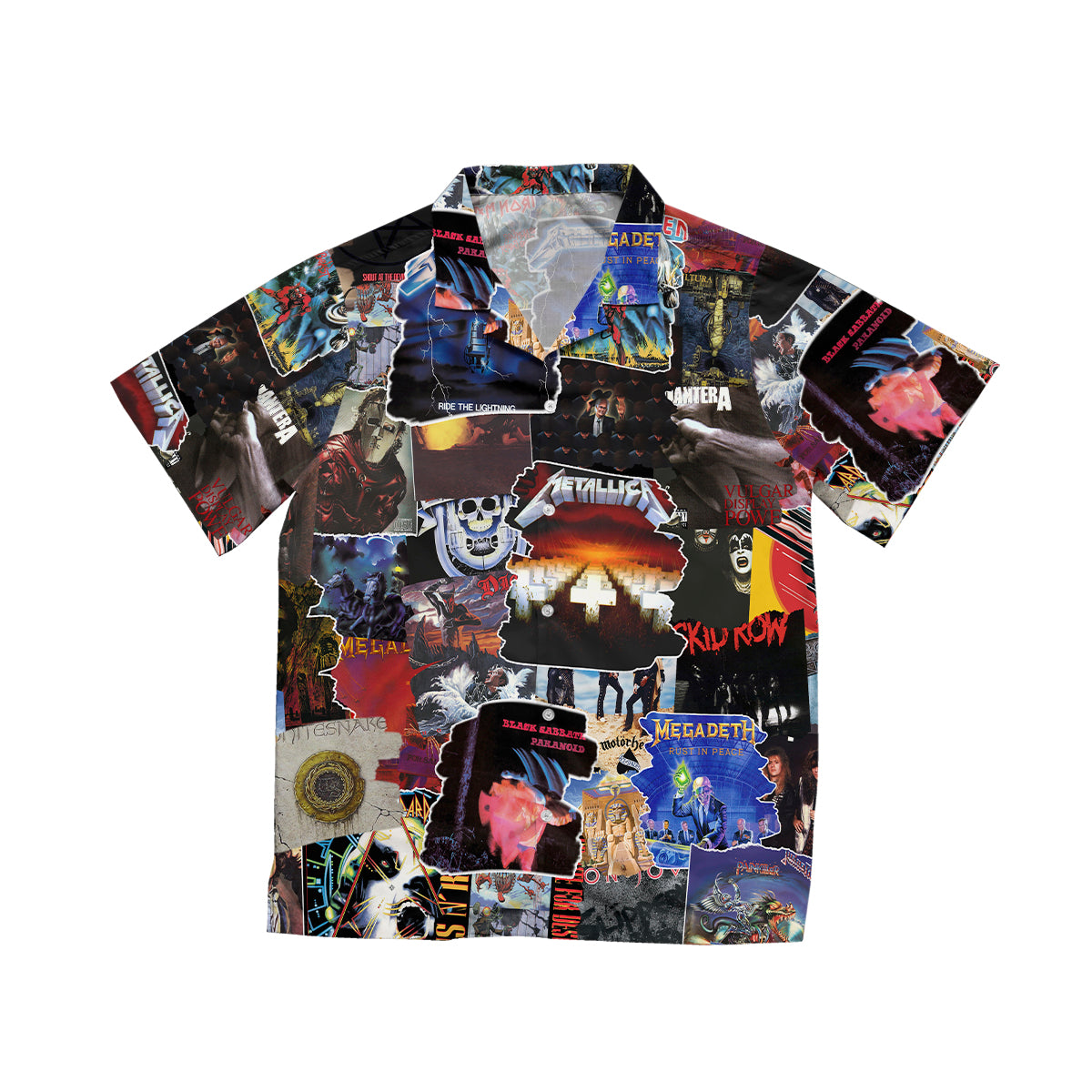 Classic Metal Rock Bands Albums Covers Collage Unisex Hawaiian Shirt