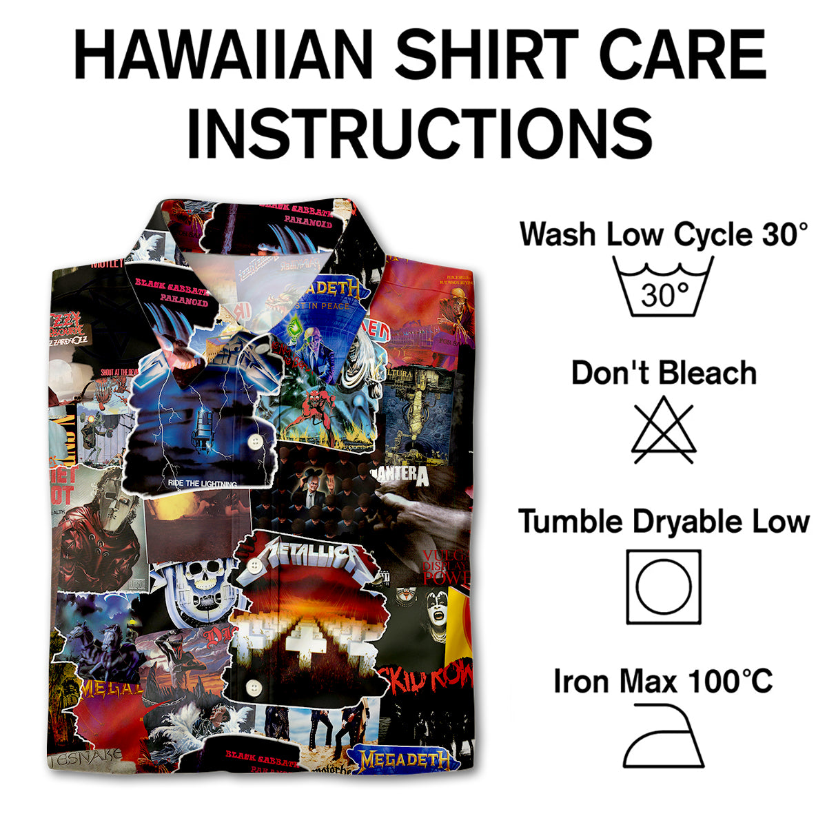 Classic Metal Rock Bands Albums Covers Collage Unisex Hawaiian Shirt