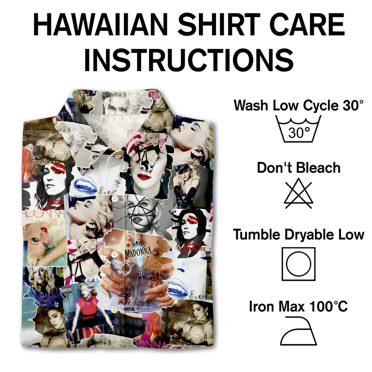 Madonna Albums Covers Collage Unisex Hawaiian Shirt