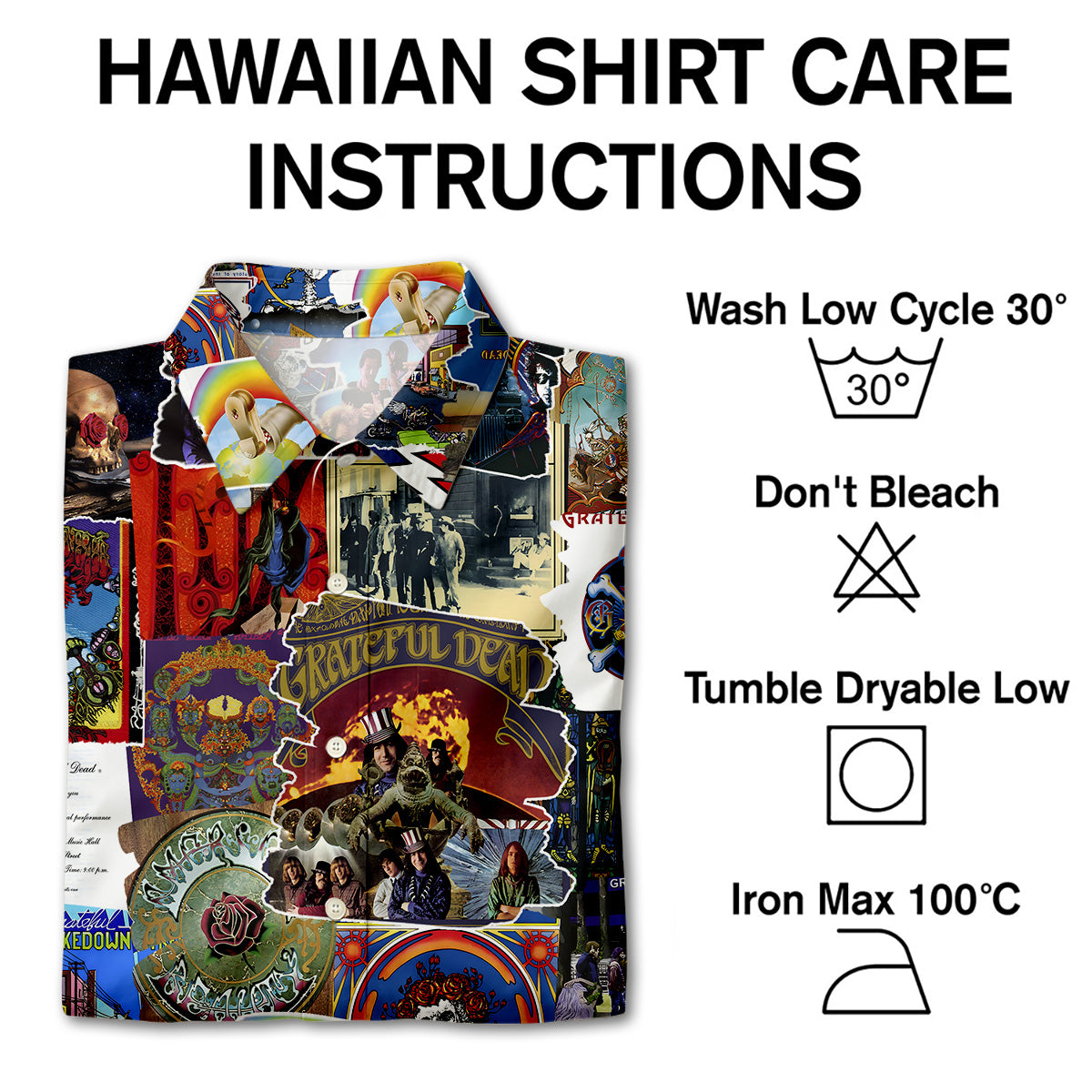 Grateful Dead Albums Covers Collage Unisex Hawaiian Shirt