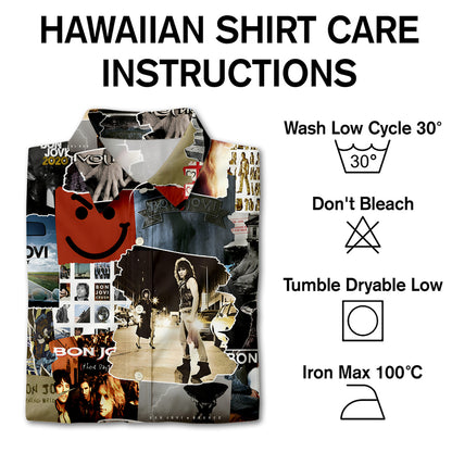 Bon Jovi Albums Covers Collage Unisex Hawaiian Shirt
