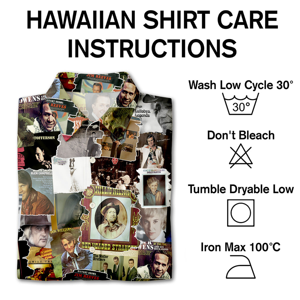 70's Country Albums Covers Collage Unisex Hawaiian Shirt