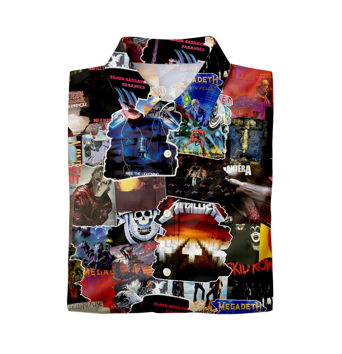 Classic Metal Rock Bands Albums Covers Collage Unisex Hawaiian Shirt