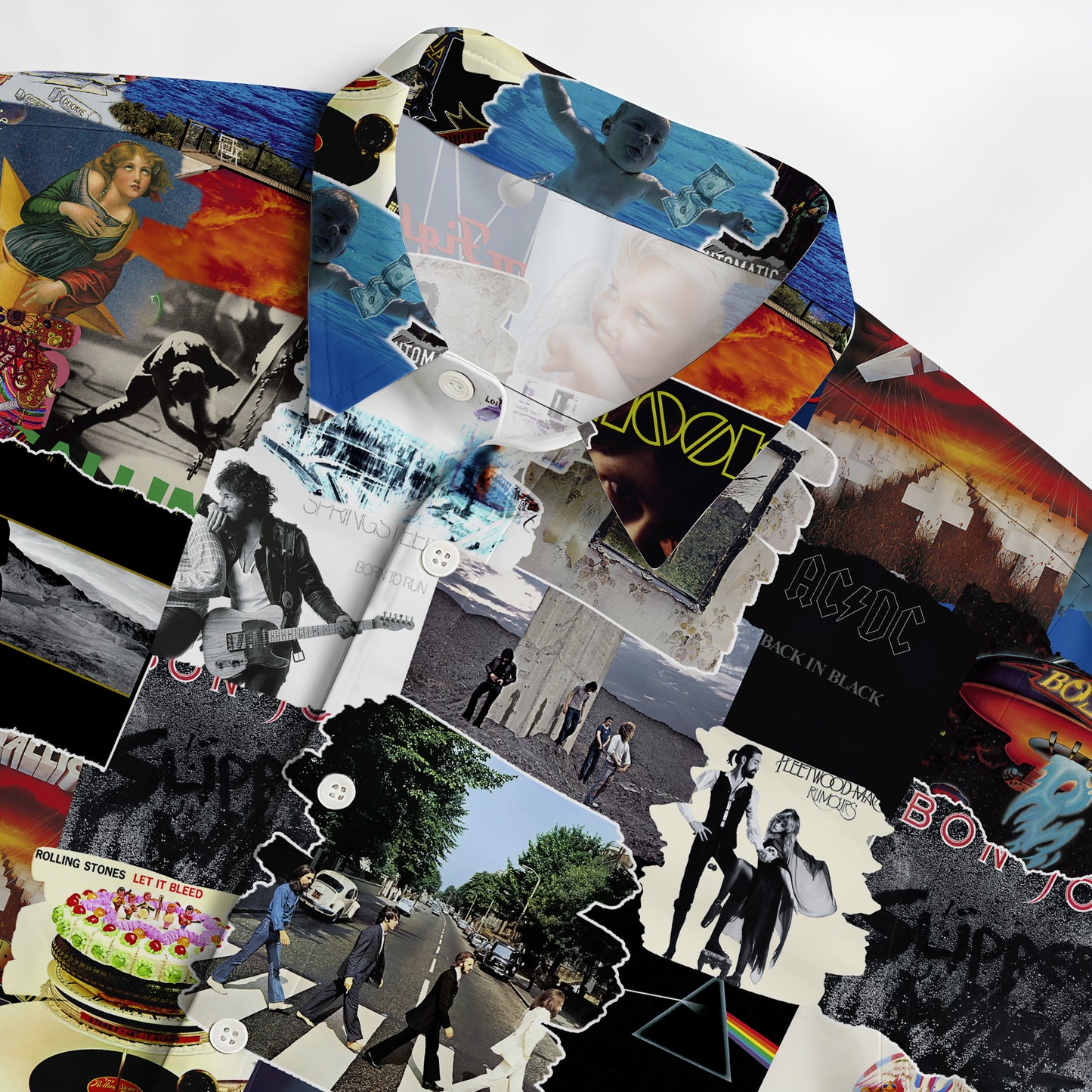 Essential Rock Albums Covers Collage Unisex Hawaiian Shirt