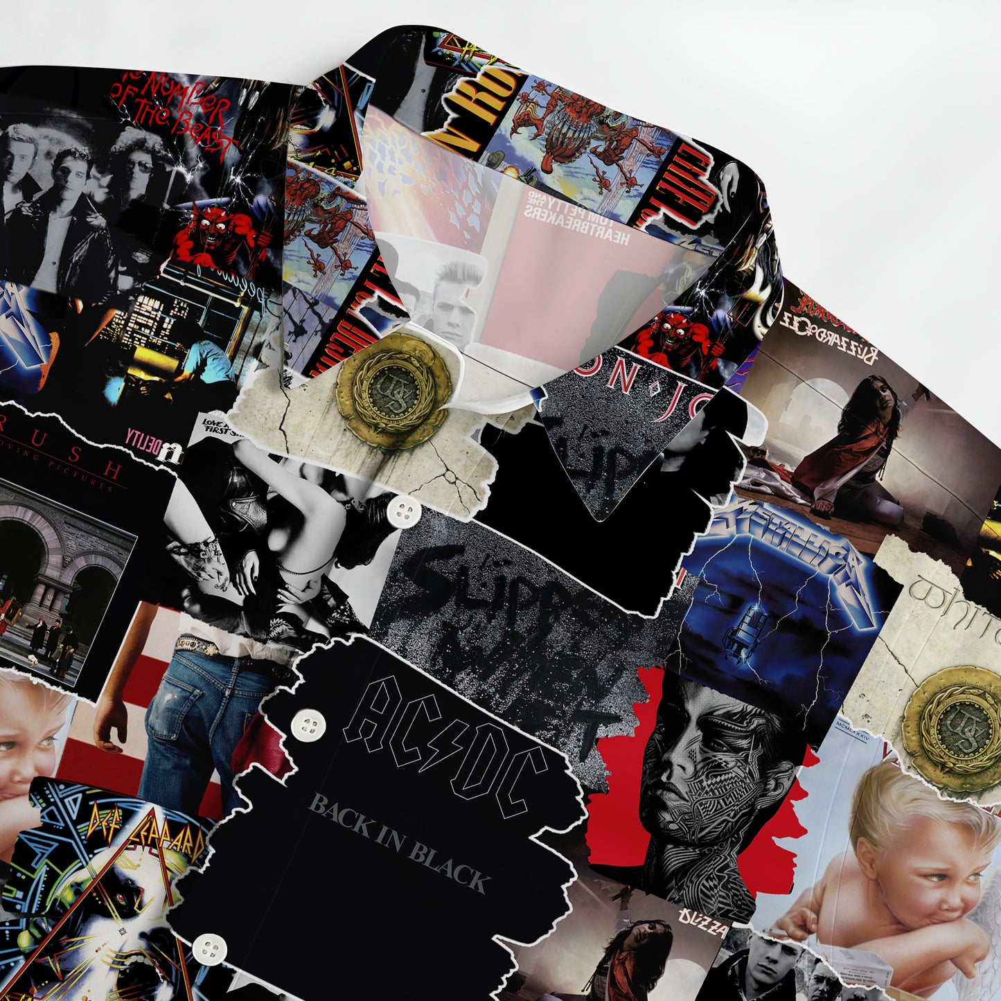 80s Rock Albums Covers Collage Unisex Hawaiian Shirt