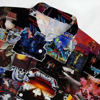 Classic Metal Rock Bands Albums Covers Collage Unisex Hawaiian Shirt