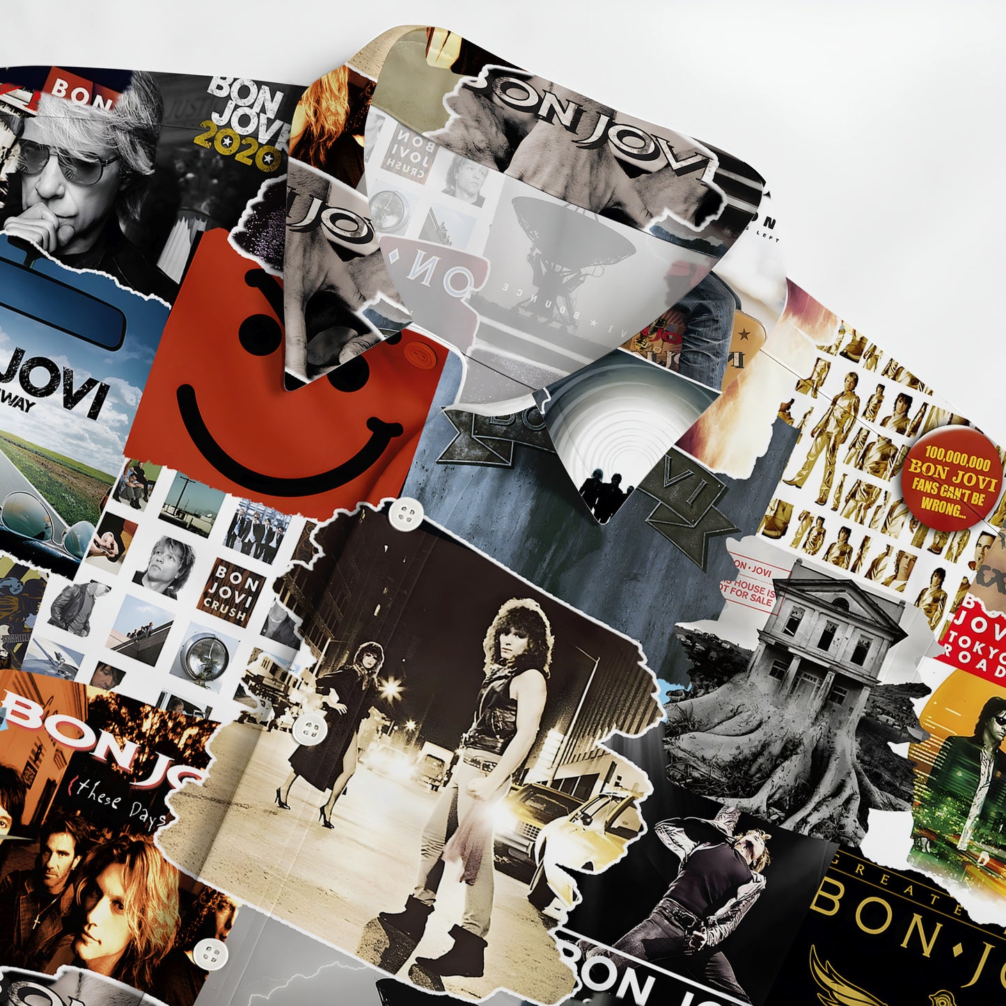 Bon Jovi Albums Covers Collage Unisex Hawaiian Shirt