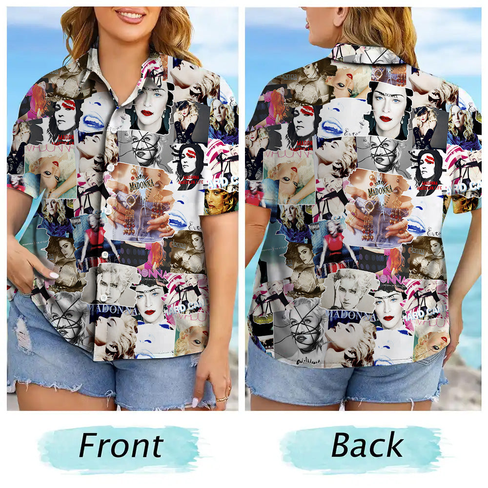 Madonna Albums Covers Collage Unisex Hawaiian Shirt